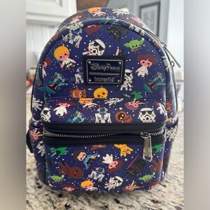 Loungefly Disney Parks Star Wars Characters Navy Mini Backpack